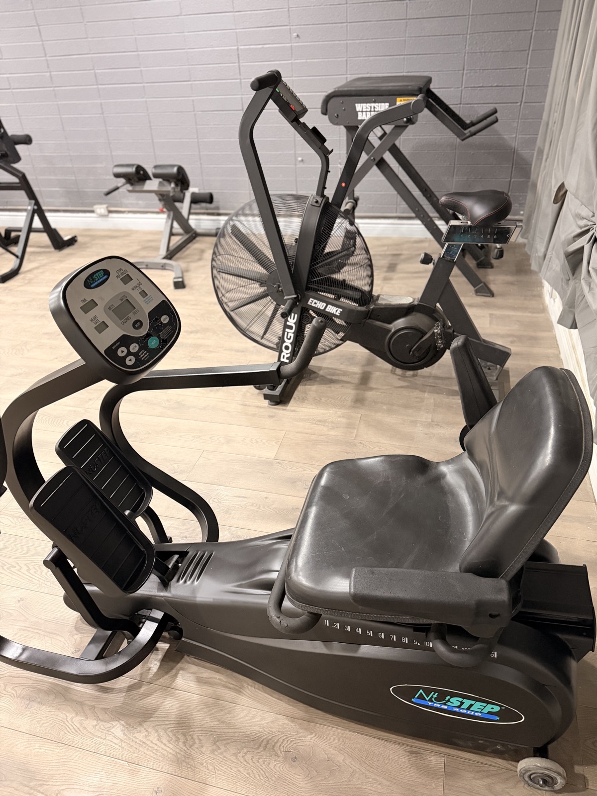 Exercise bike and rehabilitation equipment inside Padilla Physical Therapy clinic
