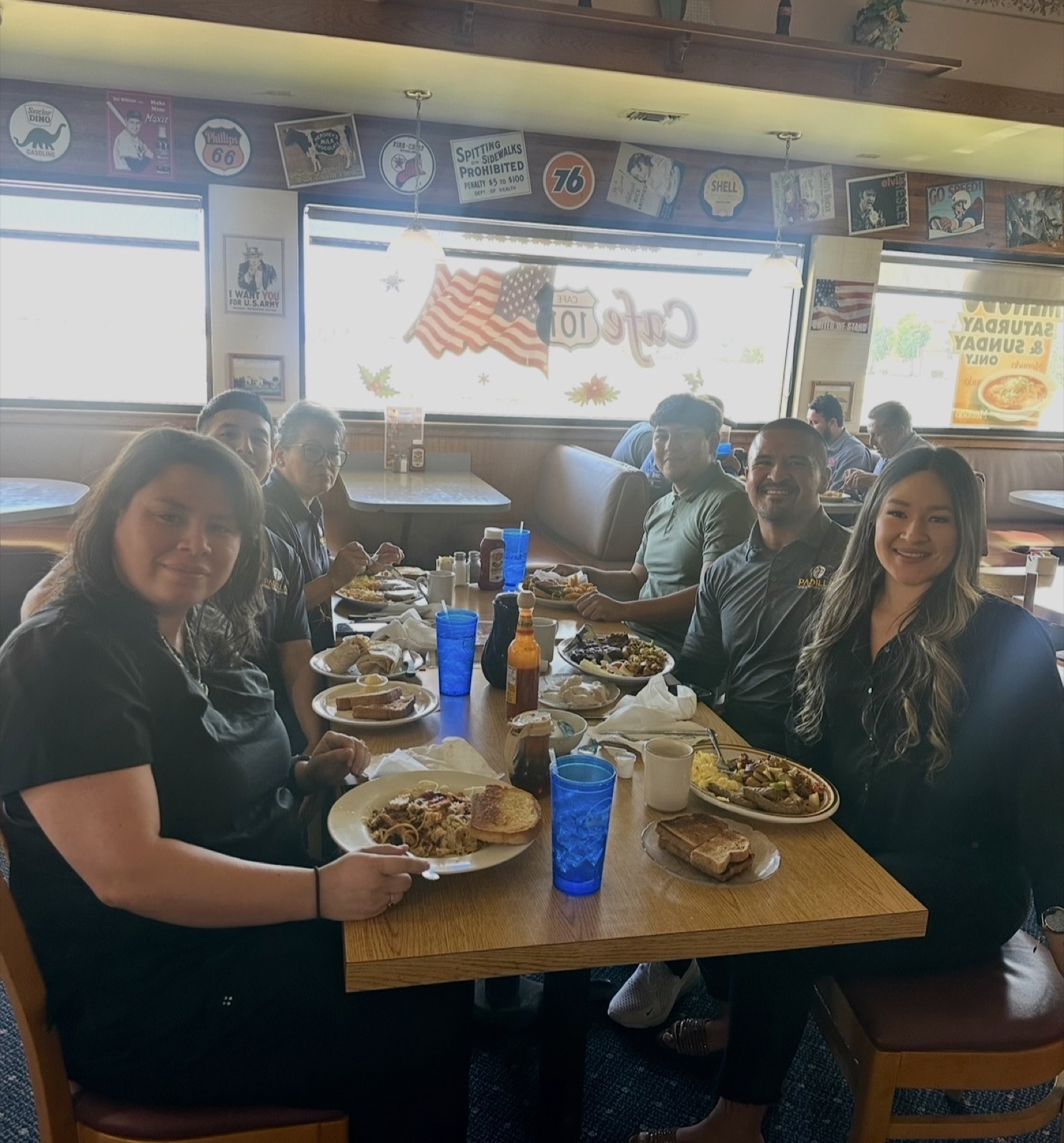 Padilla Physical Therapy team members sharing breakfast together